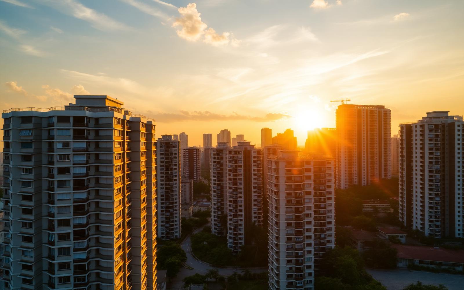 Singapore residential skyline at golden hour